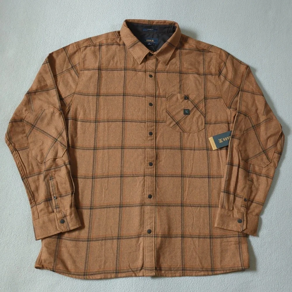 Roark Nordsman Light Flannel Shirt Mens XL Rust Plaid Organic Cotton Blend NWT - Picture 3 of 8